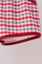 Red Alabama Roll Tide Embroidery Plaid Shorts Set - ARIA KIDS