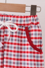 Red Alabama Roll Tide Embroidery Plaid Shorts Set - ARIA KIDS