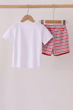 Red Alabama Roll Tide Embroidery Plaid Shorts Set - ARIA KIDS