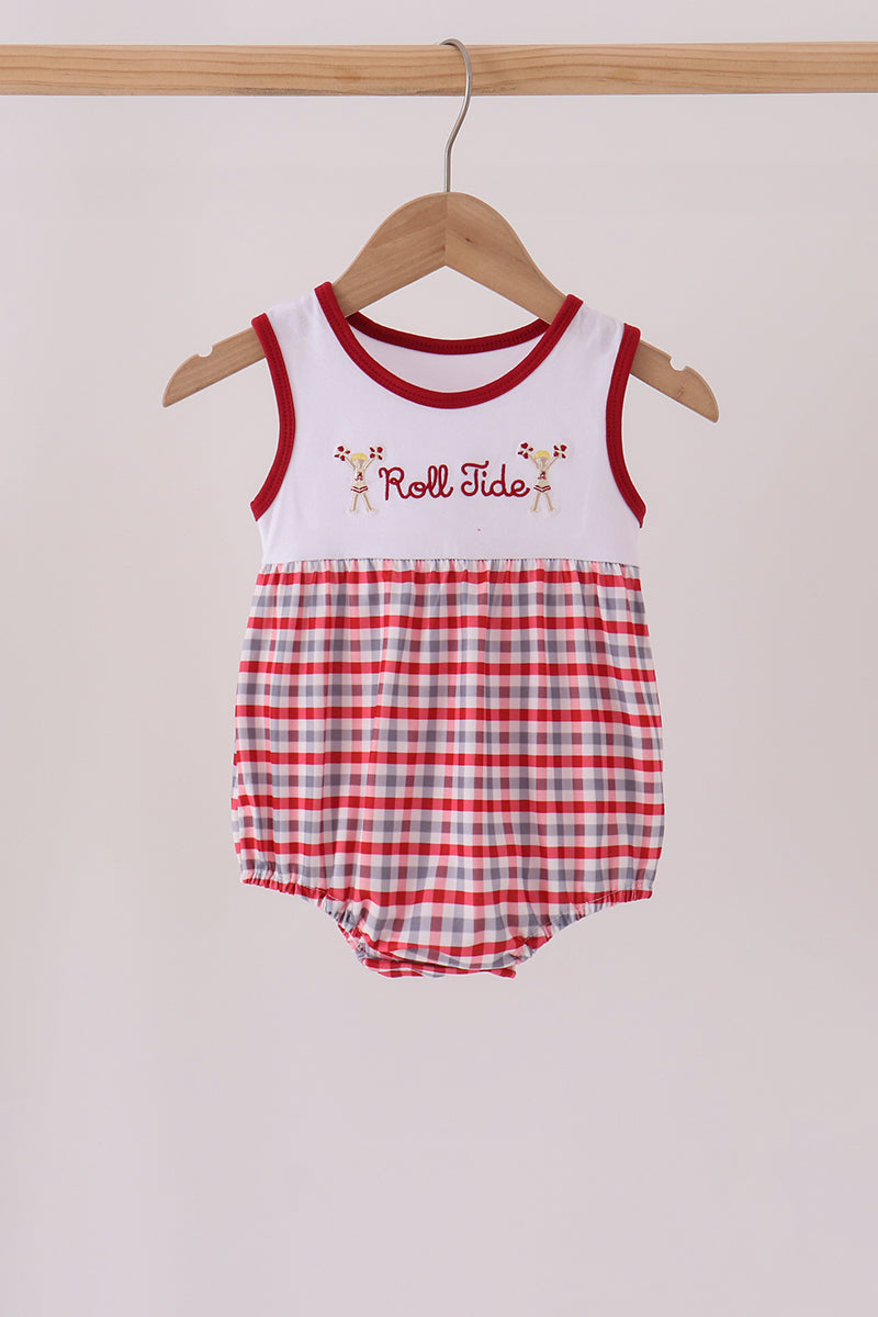 Red Alabama Roll Tide Embroidery Plaid Bubble - ARIA KIDS