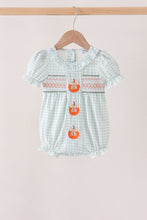 Sage pumpkin smocked gingham bubble