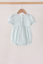 Sage pumpkin smocked gingham bubble