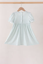 Sage pumpkin smocked gingham dress