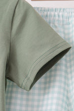 Sage pumpkin embroidery gingham shorts set - ARIA KIDS