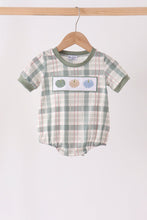 Green Pumpkin Embroidery Plaid Bubble - ARIA KIDS