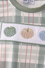 Green Pumpkin Embroidery Plaid Bubble - ARIA KIDS