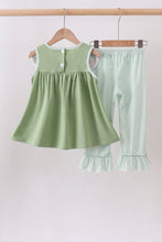 Sage Pumpkin Embroidered Ruffle Pants Set