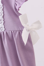 Purple character embroidery ruffle bubble