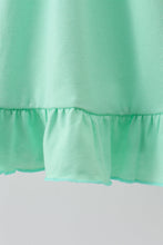 Green character embroidery ruffle dress
