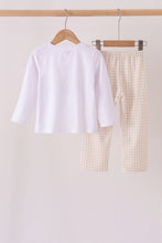 Khaki Puppy Fishing Embroidery Pants Set - ARIA KIDS