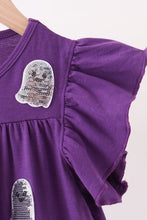 Purple ghost pumpkin sequin ruffle dress - ARIA KIDS