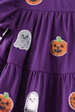 Purple ghost pumpkin sequin ruffle dress - ARIA KIDS
