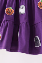 Purple ghost pumpkin sequin ruffle dress - ARIA KIDS