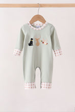 Sage hunting embroidery romper