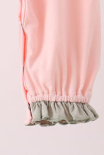 Pink pumpkin bow applique ruffle romper