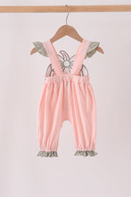 Pink pumpkin bow applique ruffle romper