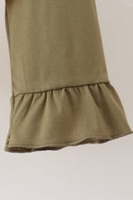 Khaki floral smocked ruffle pants set - ARIA KIDS