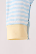 Blue airplane embroidery stripe romper