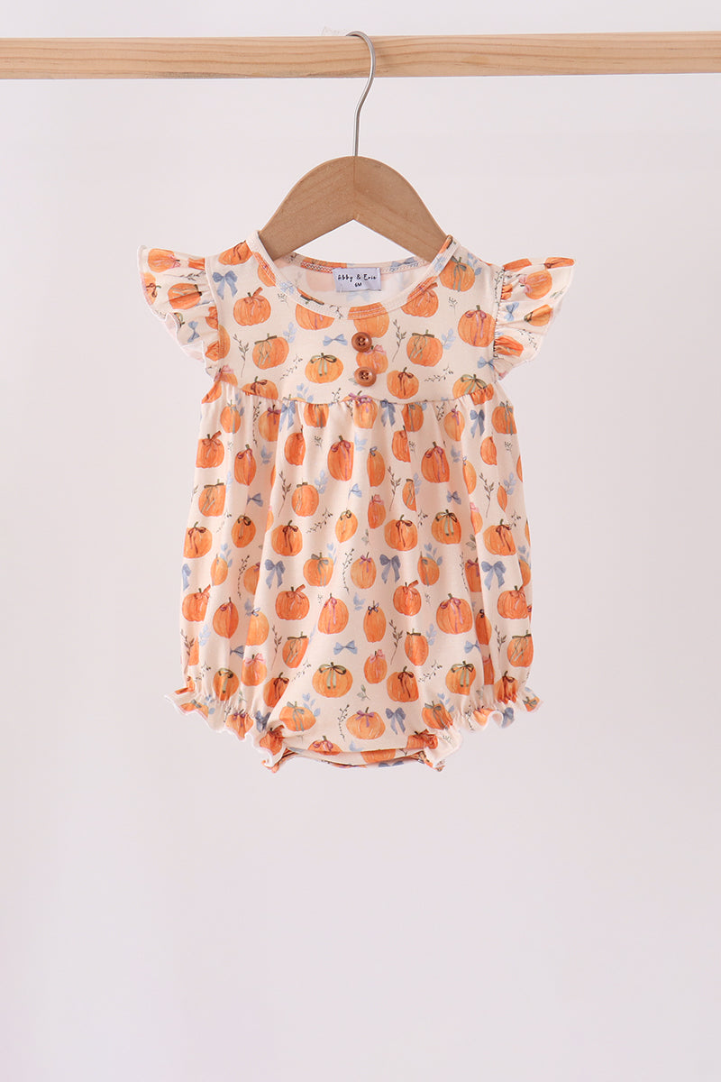 Pumpkin Bow Ruffle Bubble - ARIA KIDS