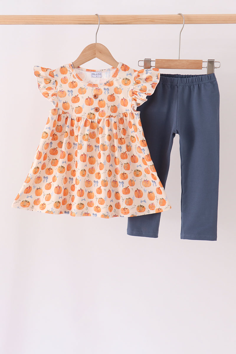 Pumpkin Bow Ruffle Pants Set - ARIA KIDS
