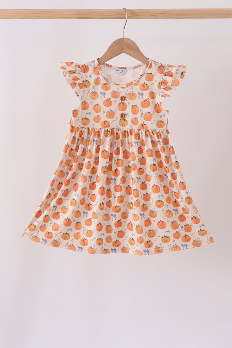 Pumpkin Bow Ruffle Dress - ARIA KIDS
