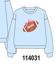 Blue football sequin mom&me top