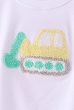 Green excavator french knot stripe pants set - ARIA KIDS