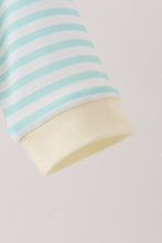Green excavator french knot stripe romper