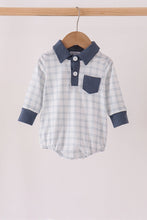 Teal pocket plaid bubble - ARIA KIDS