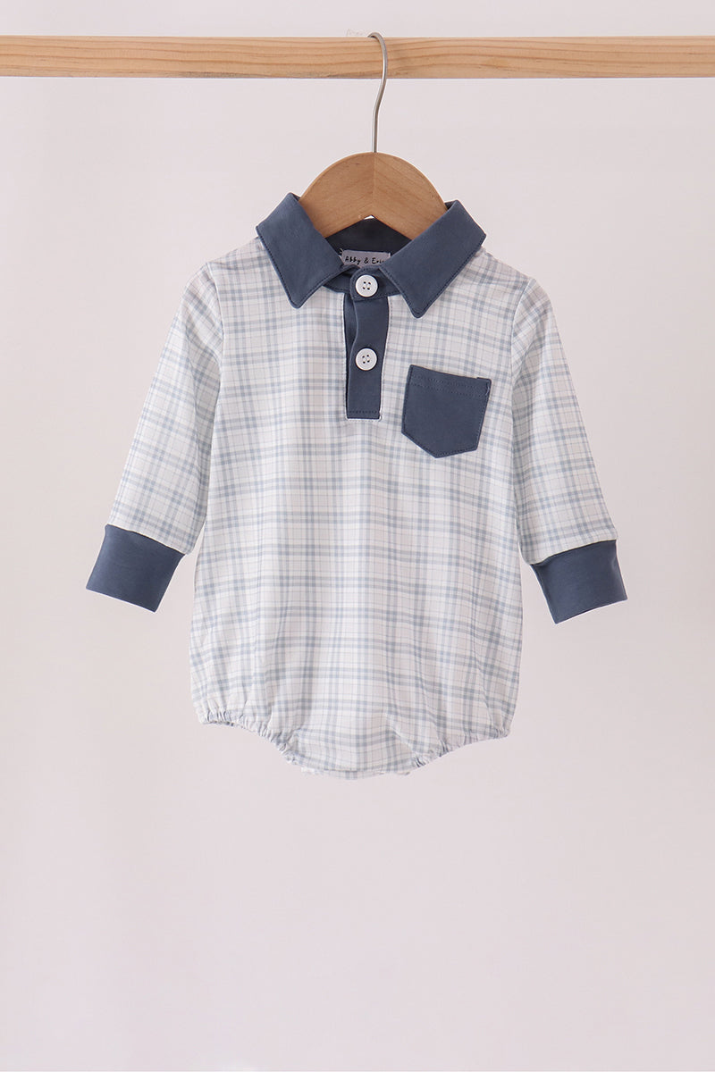 Teal pocket plaid bubble - ARIA KIDS