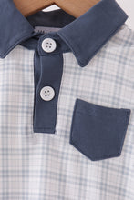 Teal pocket plaid bubble - ARIA KIDS