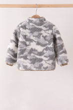 Grey camouflage fleece jacket