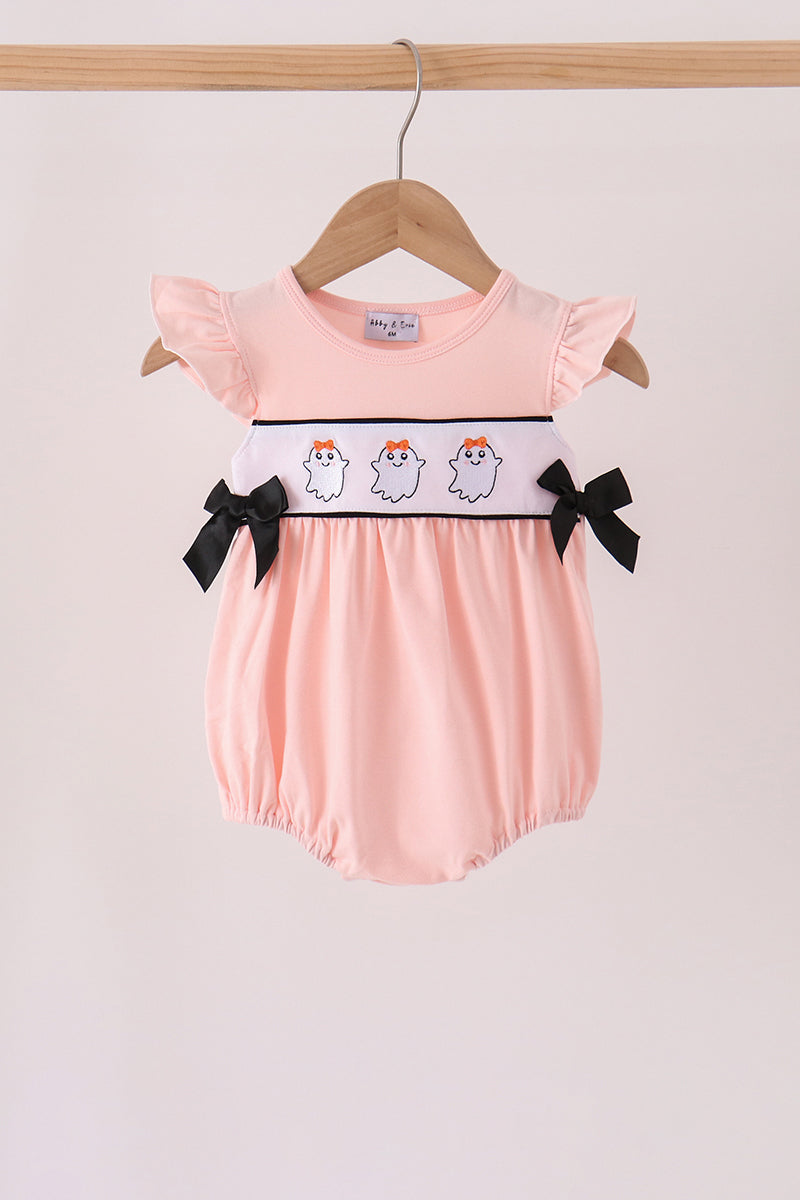 Pink Ghost Embroidery Ruffle Bubble - ARIA KIDS