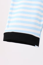 Blue Ghost Embroidery Stripe Romper - ARIA KIDS
