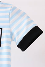 Blue Ghost Embroidery Stripe Romper - ARIA KIDS
