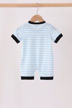 Blue Ghost Embroidery Stripe Romper - ARIA KIDS