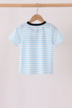 Blue Ghost Embroidery Stripe Top - ARIA KIDS