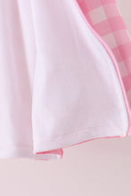 Pink floral embroidery gingham raincoat
