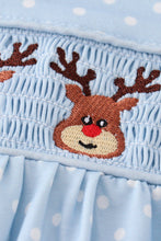 Blue deer smocked girl set