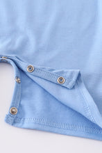 Blue patriotic airplane embroidery boy romper