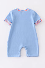 Blue patriotic airplane embroidery boy romper