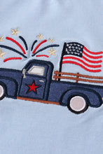 Blue patriotic truck applique boy romper - ARIA KIDS