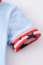 Blue patriotic truck applique boy romper - ARIA KIDS