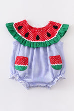Watermelon embroidery stripe pocket girl bubble - ARIA KIDS