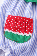 Watermelon embroidery stripe pocket girl bubble - ARIA KIDS