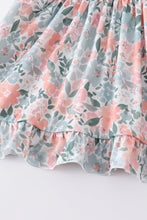 Green floral print lace girl set
