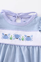 Blue crab embroidery girl bubble - ARIA KIDS