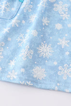 Blue princess embroidery ruffle pocket dress