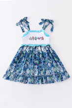 Marine creature embroidery strap dress
