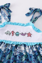 Marine creature embroidery strap dress